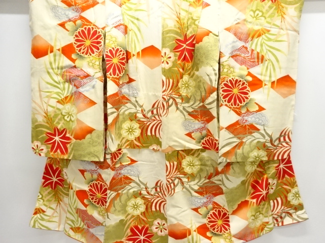 JAPANESE KIMONO / ANTIQUE KIMONO / SILK / KINSHA / KIKU & MAPLE